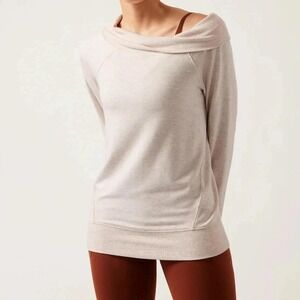 Athleta Studio Barre Sweatshirt‎ Top Oatmeal Heather, Size XL Extra Large, Yoga